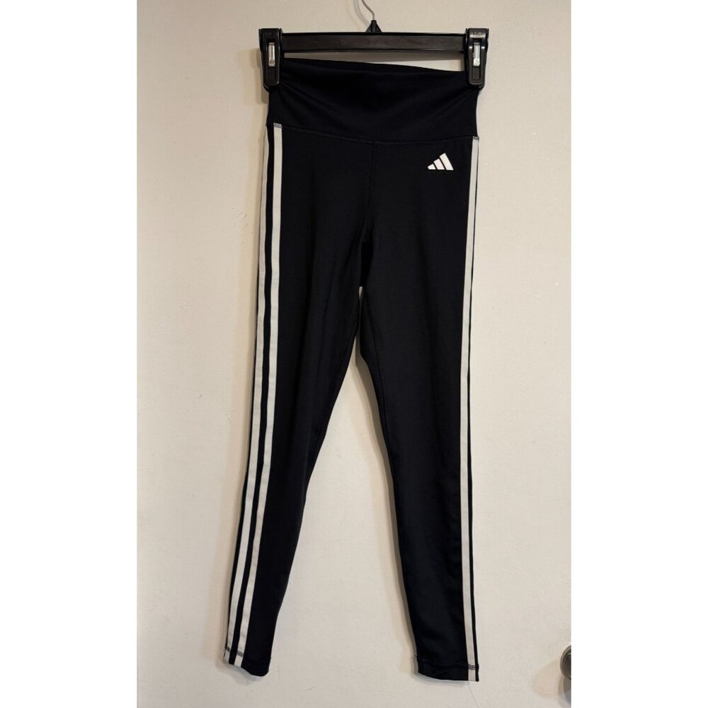 Adidas Womens 3-Stripes Black Leggings XS Tight Fit High Waist Activewear Made I